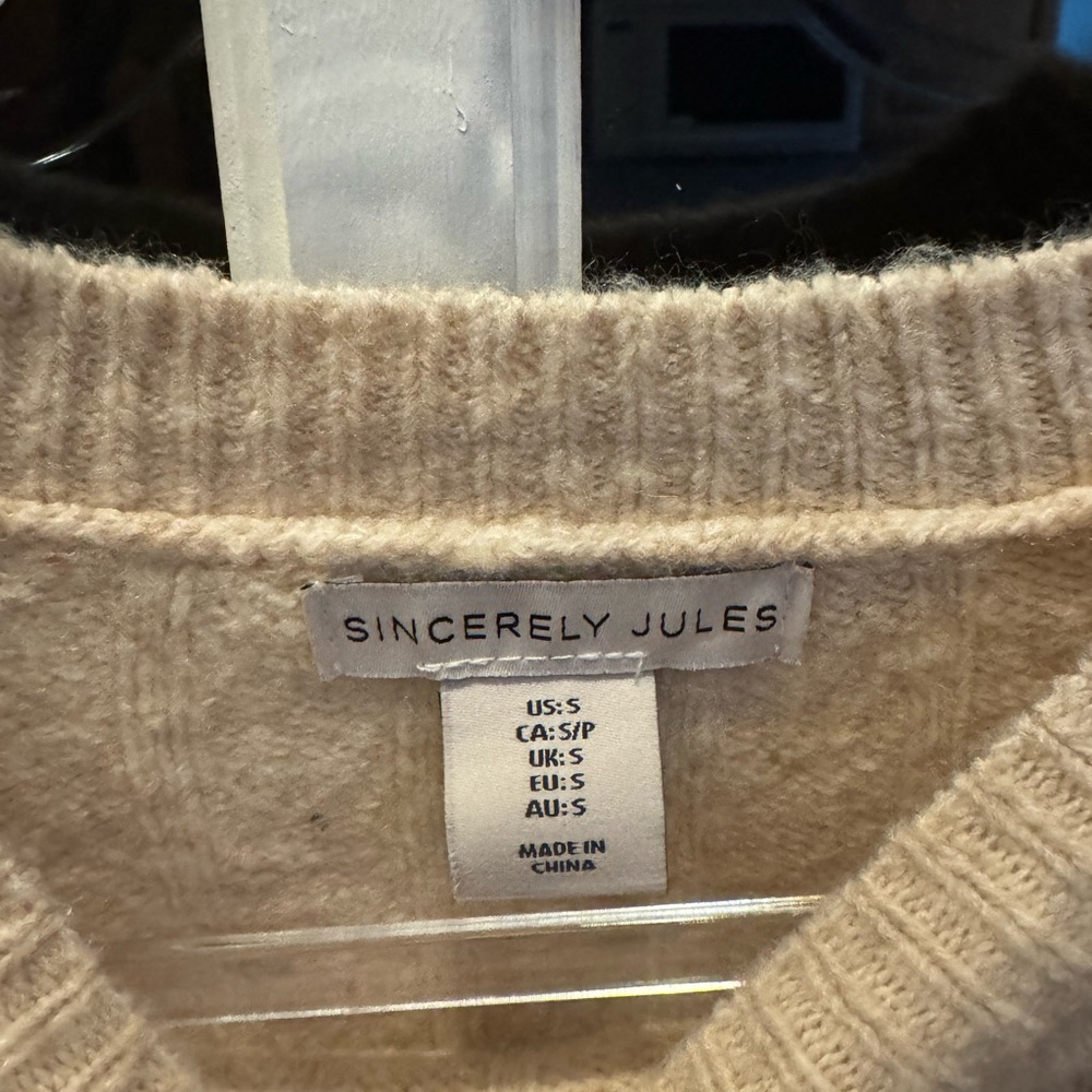 Sincerely Jules Cream Crew Neck Sweater with Relaxed Fit - Picture 4 of 5